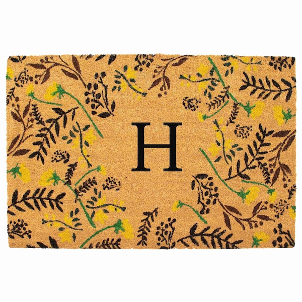 Calloway Mills Monogram Door Mat, Black, Yellow, Green, Natural, 24 in W x 36 in L 105082436H - main